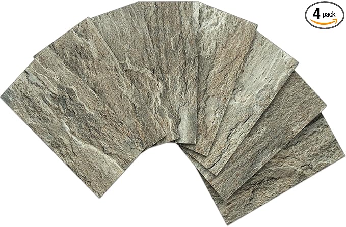 AULIGET 3" x 6" Subway Tile Peel and Stick Backsplash, Thick PVC Stick on Wall Tiles (4, Apache Brown Rock)