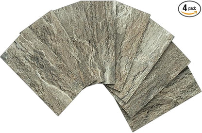 AULIGET 3" x 6" Subway Tile Peel and Stick Backsplash, Thick PVC Stick on Wall Tiles (4, Apache Brown Rock)