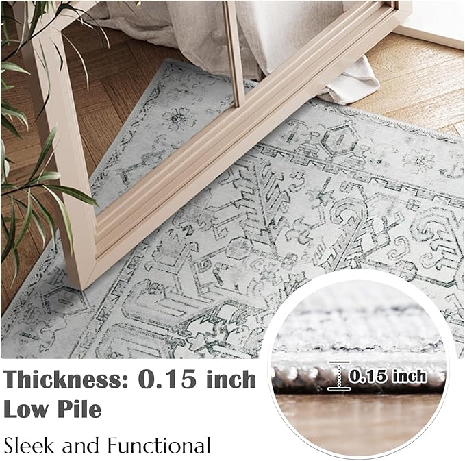 jinchan Bohemian Runner Rugs 3x10 Set of 2 Washable Non-Slip, Grey