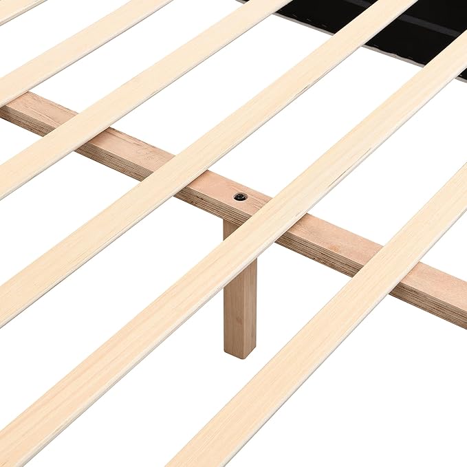 King Size Bed Frame, Upholstered Cloud Boucle Platform Beds Frames with Headboard, Anti-Collision Soft Rounded Corners Footboard, No Box Spring Required, Easy Assembly (38" White, King)