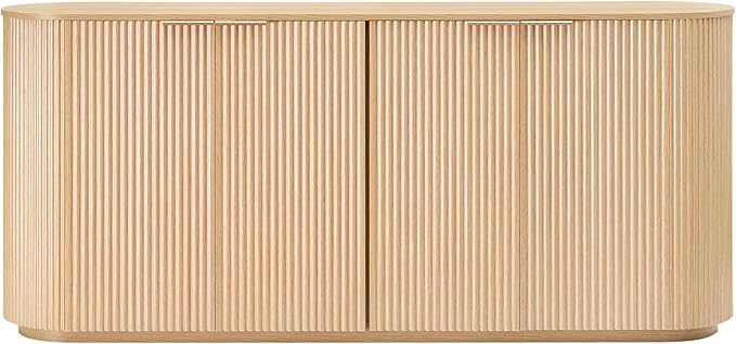 CHITA 70" Sideboard Buffet Cabinet with Storage, Living Room Accent Cabinet with Doors and Adjustable Shelves, for Bar, Kitchen, Oak