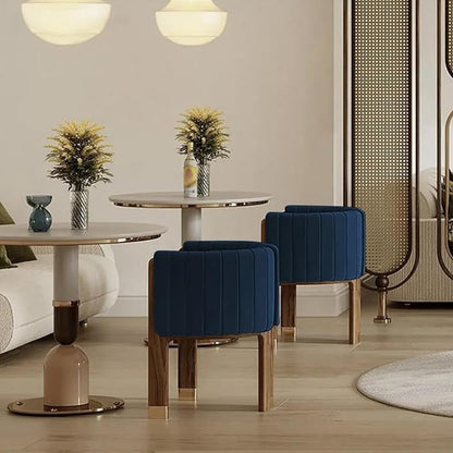 Velvet Fluted Accent Chair for Living Room with Wood Frame, High Resilience Foam, Elegant Modern Armchair (Blue)