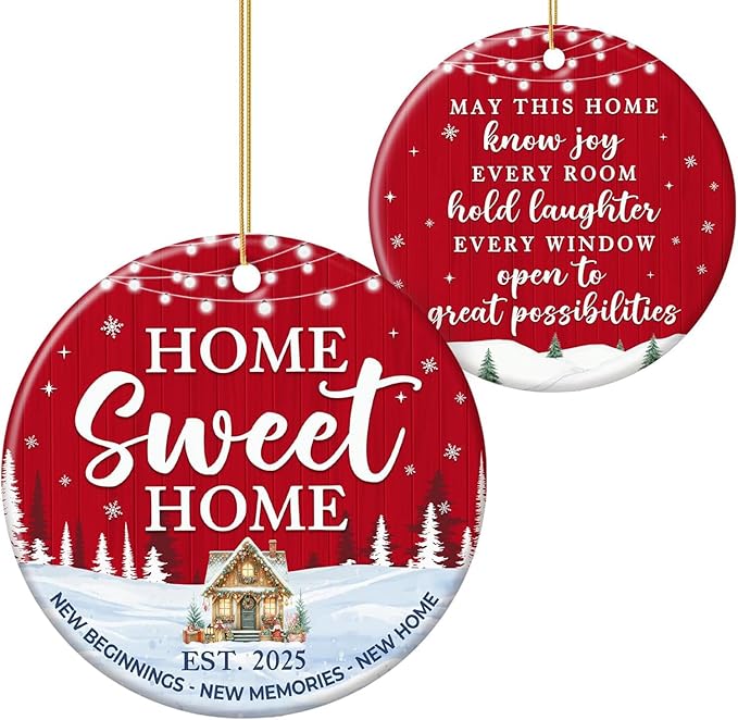 ZAGKOO New Home Ornament 2025, First House Ornament - New Home Gift Ideas - Best Housewarming Gifts 2025 - House Warming Gifts for Owners, Couples, Men, Women - Our First Christmas Ceramic Keepsake