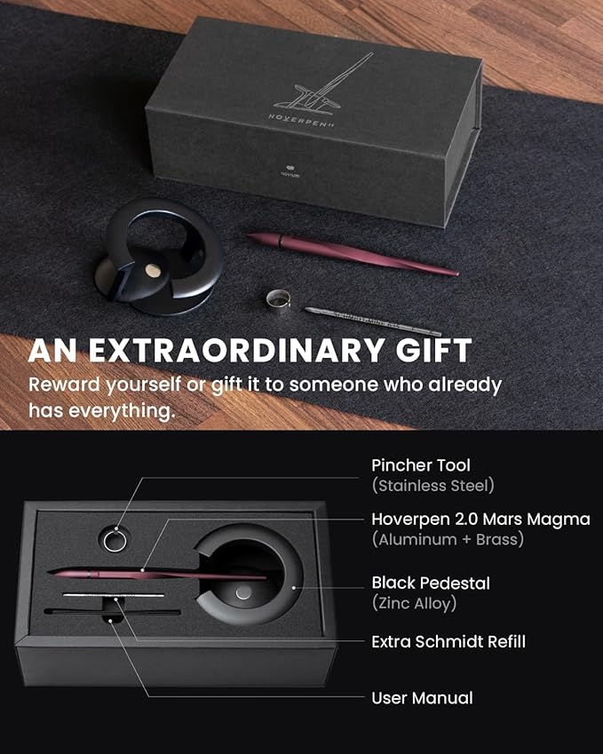 novium Hoverpen Interstellar, Mars Magma, Ballpoint Pen, Unisex, 23.5 Degree Angle, Schmidt Ballpoint Cartridges, Smooth Writing, No Spills, No Spotting, No Explosions