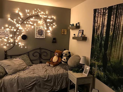 Lighted Willow Vine with Remote Control On/Off Timmer Dim,7.5Ft Christmas Swags Decorations Artificial Branches with 144LEDs Enchanted Vine Lights(Plug in) for Walls Bedroom Décor(1PCS)