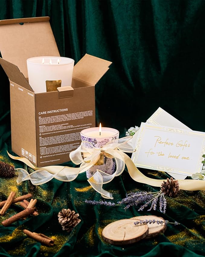 M&SENSE Peaceful Patchouli Scented Candle 35oz 150H Burn Time Long Lasting, 3-Wick Natural Aromatherapy Fall Winter Candle, Home Fragrance Housewarming Festival Gifts