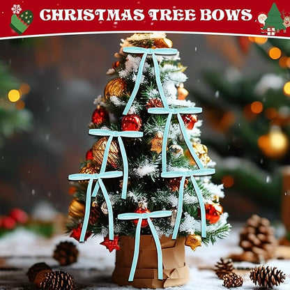 24 Pcs Blue Velvet Bows for Christmas Tree, Elegant Christmas Tree Bows, 5x7 Inch Pre-Tied Ribbon Bows for Wreaths, Gifts, and Holiday Décor, Velvet Bow Ornaments for Xmas Trees