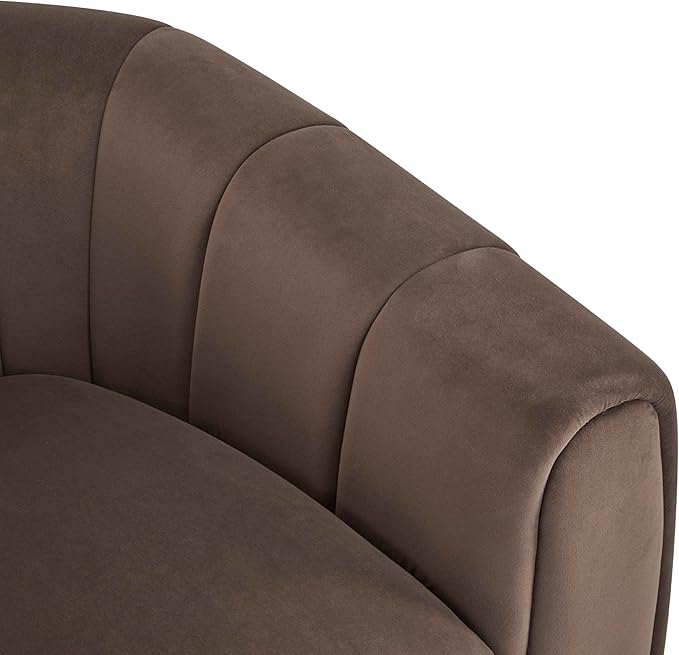 Christopher Knight Home Monroe Velvet Swivel Club Chair, Armchair with 360-Degree Rotation, Upholstered Barrel Swivel Sofa Chair for Living Room, Tufted Back, Thick Cushion, Iron Base, Dark Brown