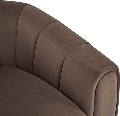 Christopher Knight Home Monroe Velvet Swivel Club Chair, Armchair with 360-Degree Rotation, Upholstered Barrel Swivel Sofa Chair for Living Room, Tufted Back, Thick Cushion, Iron Base, Dark Brown