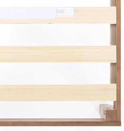 Mellow Naturalista Classic 12 Inch Solid Wood Platform Bed with Wooden Slats, Cal King, Natural Pine