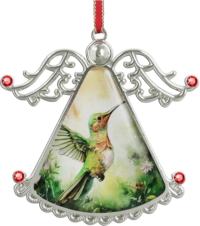 XUTAI Angel Christmas Tree Ornaments Christmas OrnamentHummingbird Flying Greeting Glass Christmas Hanging Angel Glass Pendant for Holiday Decoration