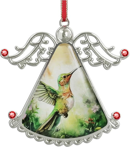 XUTAI Angel Christmas Tree Ornaments Christmas OrnamentHummingbird Flying Greeting Glass Christmas Hanging Angel Glass Pendant for Holiday Decoration