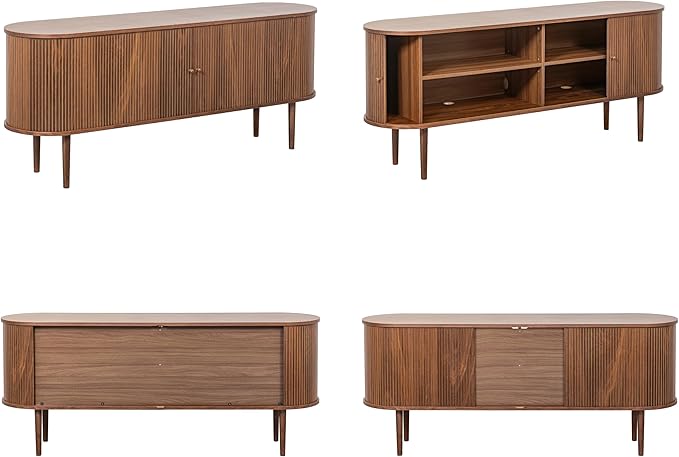 WERMO 71’’ Sideboard Storage Cabinet with Doors and Shelves - Wood Credenza for Living Room, Bedroom, Entryway and Home Office Cabinet. Kitchen Buffet, Media Console Table with Storage (Walnut)