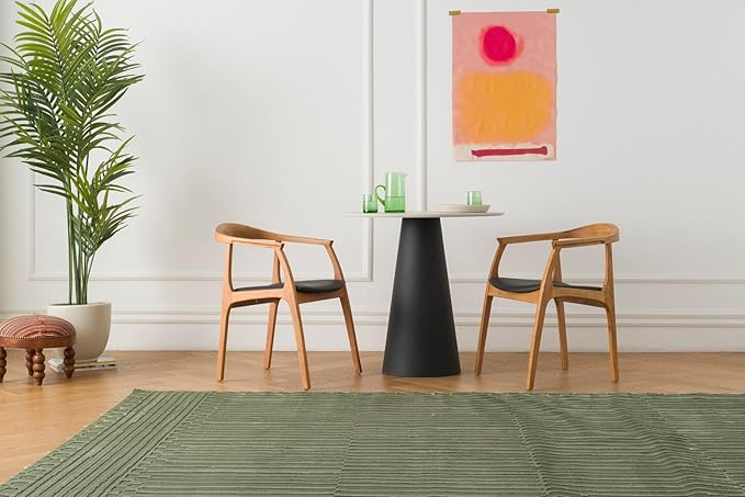 Revival Rugs Soloba 6'7"x9' Washable Area Rug for Living Room Bedroom - 100% Recycled Oeko-TEX Certified, Medium Pile, Green