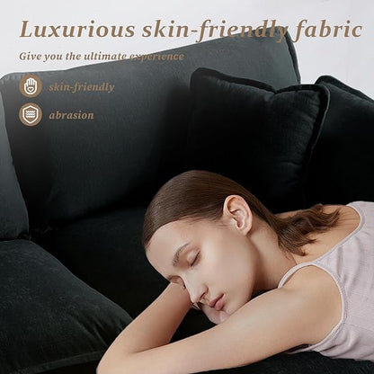 SoarFlash Chenille Sectional Sofa, Comfy L Shaped Modular Coush Sofa with Ottoman, Modern 2 Seat Couch Deep Seat Sofa Set for Living Room,Black