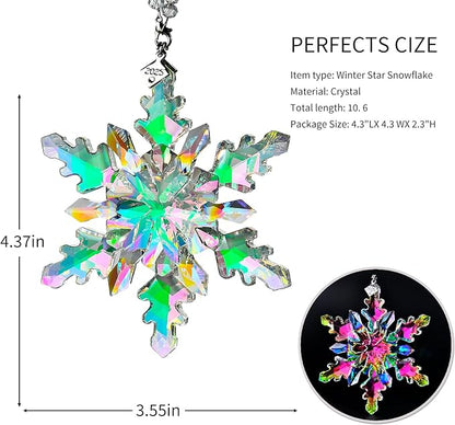 2025 Annual Edition Snowflake Crystal Christmas Ornaments,Christmas Tree Ornaments Crystal Sun Catcher Home Hanging Decor(25-Dreamy Pink)
