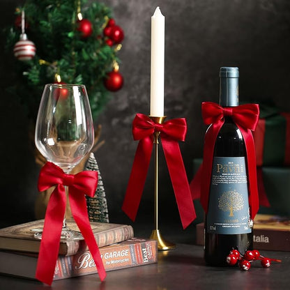 AYGXU 24pcs Christmas Bows,red Bows for Gift Wrapping,Bow for Christmas Tree,Double-Sided Ribbon Bow Decorations for Christmas Party,Bag Ties Twists