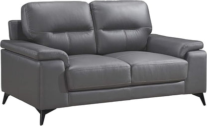 Homelegance 67" Leather Loveseat, Dark Gray
