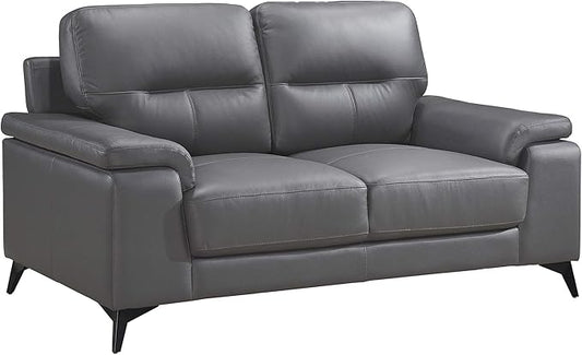 Homelegance 67" Leather Loveseat, Dark Gray
