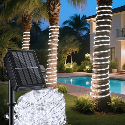 Solar Rope Lights 39FT 100LEDs,IP65 Waterproof Outdoor String Light, Palm Tree Lights for Party Garden Yard Pathway Patio Wedding Christmas Halloween Holiday Decoration (Cool White)