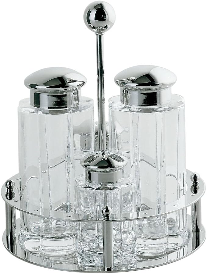 Alessi Oil, Vinegar, Salt, Pepper Shaker Set, Silver
