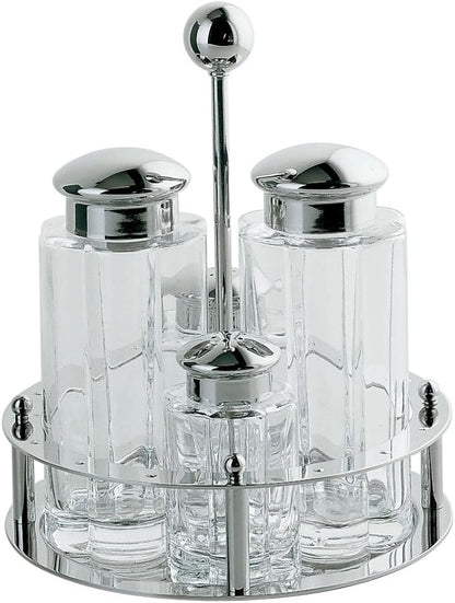 Alessi Oil, Vinegar, Salt, Pepper Shaker Set, Silver