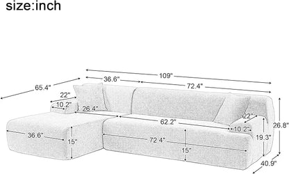 2 Pieces Modular Sectional Sofa - 109" L Shaped Couch, Beige