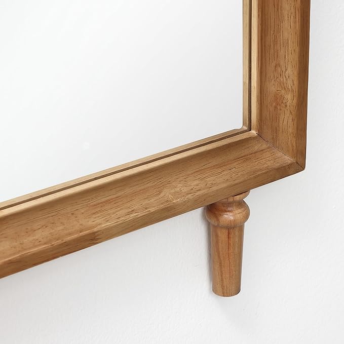 LuxenHome Arched Wall Mirror with Solid Wood Frame, 23.6''x39.5'' Large Farmhouse Wall Mounted Decorative Mirror with Legs, Rustic Arch Mirrors for Bathroom Vanity, Entryway, Living Room, Bedroom