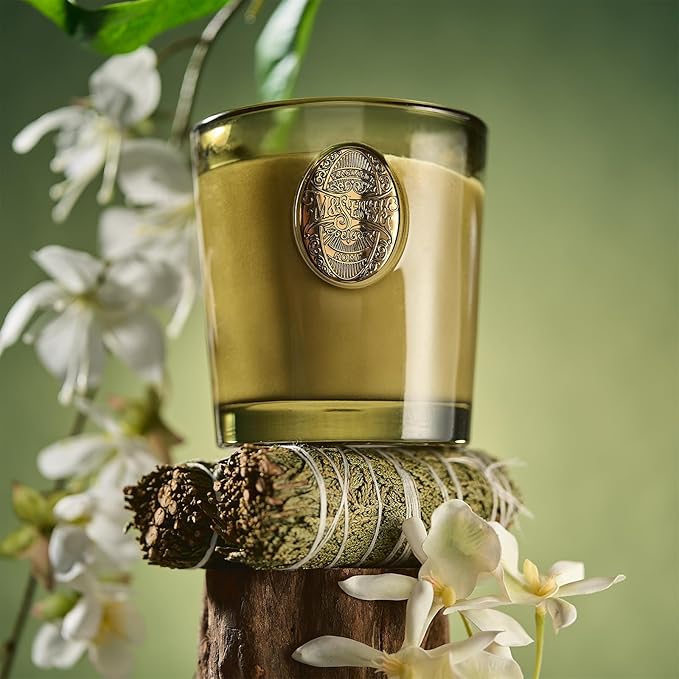 M&SENSE Natural Strong Soy Candle | Sandalwood Jasmine & Green | 9.2 oz, 50H Burn Time | Luxury Candle for Relaxation, Gifting, Home Décor | Ideal for Bedroom, Office, Party Ambiance