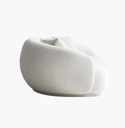 Acanva Mid Century Modern Curved Living Room Sofa, 4-Seat Boucle Fabric Couch for Bedroom, Office, Apartment, White