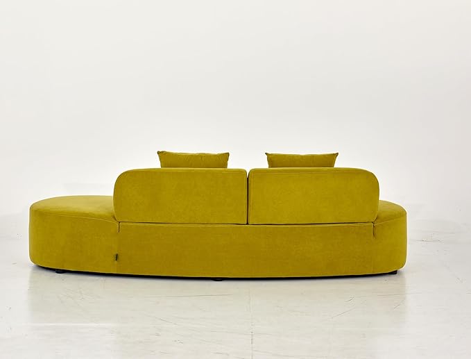 90" Curved Sofa with Throw Pillows, 4 Seater Luxury Velvet Couch with Half Moon Design and High-Density Foam, Ideal for Modern Living Room, Office & Apartment, Olive Green