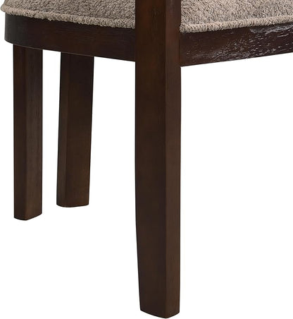 Christopher Knight Home Falcon Boucle Fabric Upholstered Dining Chairs Set of 2, Modern Wooden Dining, Curved Backrest Kitchen Side Chair,Living Room Extra Seat, Espresso