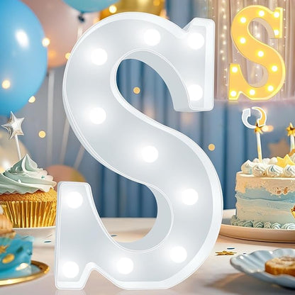 Pooqla LED Marquee Letter Lights, Warm White and Cool White Decorative Lighted Letters, Light Up Alphabet Letters for Boys Girls, Party, Wedding, Bar, Night Light, Birthday Decoration, Letter S