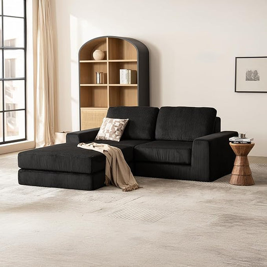 80.31‘’ Boneless Couch Cloud Modular Sectional Couches for Living Room, Modern Oversize L-Shape Sofa with Deep Seat, Modular Loveseat with Ottoman, No Assembly Required