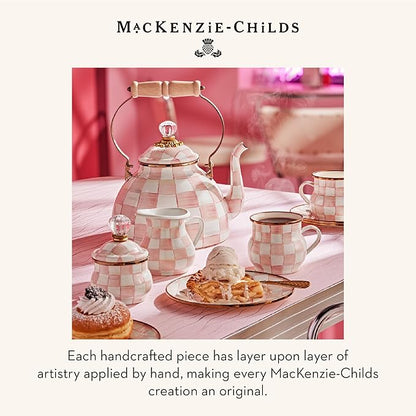 MACKENZIE-CHILDS Ceramic Farmhouse Oil Cruet, Ceramic Oil-Dispenser Bottle, Pink-and-White Rosy Check