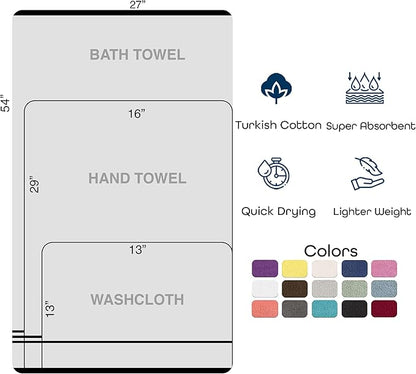 Hawmam Linen Grey 6 Piece Bath Towels Set for Bathroom Original Turkish Cotton Soft Premium Bath Towels Hand Towels, Cool Grey
