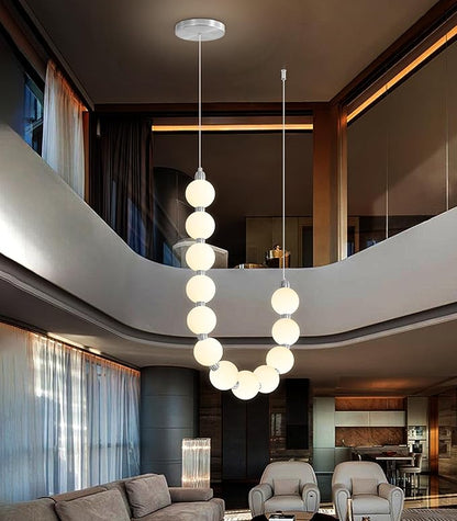 Modern Chandeliers LED Dimmable Light Acrylic Balls Ceiling Pendant Lighting for Living Room Dining Room Bedroom Adjustable Hanging Lights 25 Watts Silver Lamp