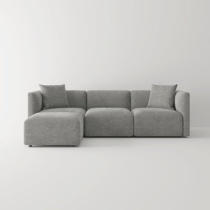Acanva Luxury L-Shaped Upholstery Convertible Modular Sectional Sofa, Contemporary Reversible Couch with Chaise Lounge for Living Room, Apartment, Linen-Like Grey