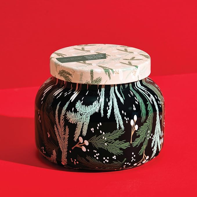 Capri Blue Pattern Play Signature Holiday Candle - Luxury Holiday Scented Candle for Home- Long Lasting Soy Wax Blend - Comes in Decorative Glass Jar (Crystal Pine, 19 oz)