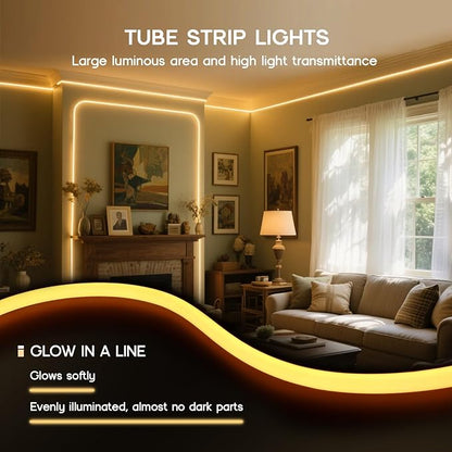 LED Neon Lights Warm White 3000K,32.8ft 110-120V LED Strip Lights,Flexible Outdoor Waterproof Neon Rope Lights for Bedroom,Cabinet,Kitchen,Living Room,Mirror,Halloween Decor