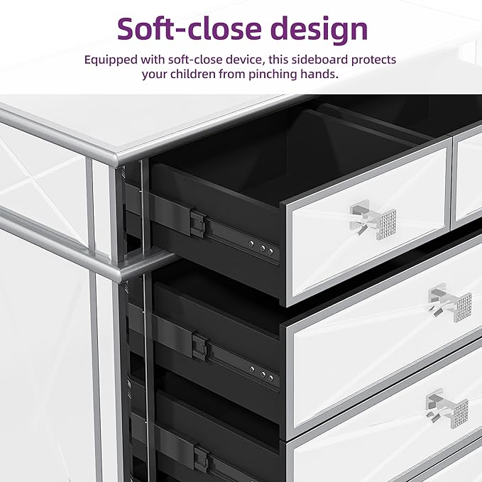 DWVO Silver 5 Drawer Dressers for Bedroom 35" Accent Chest with Drawers