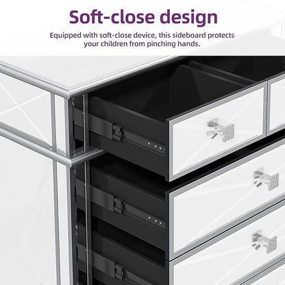 DWVO Silver 5 Drawer Dressers for Bedroom 35" Accent Chest with Drawers