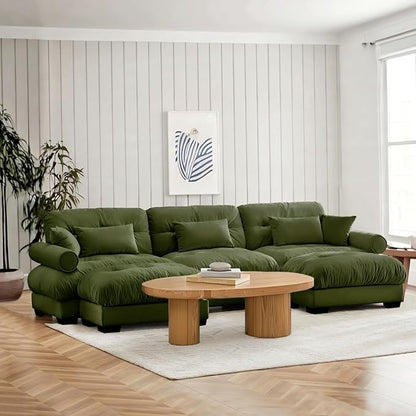 SoarFlash Sectional Sofa Couch, U Shaped Modern Sofa with Solid Wood Legs, Couches Sofas for Living Room Apartment, Comfortable Small Couches for Apartment, Green