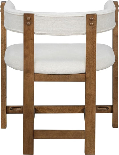 Christopher Knight Home Set of 2 Arley Modern Fabric Upholstered Dining Sturdy Wooden Kitchen Side Chair with Ergonomic Backrest and Footrest, Soft Padded Barrel, Beige+Walnut