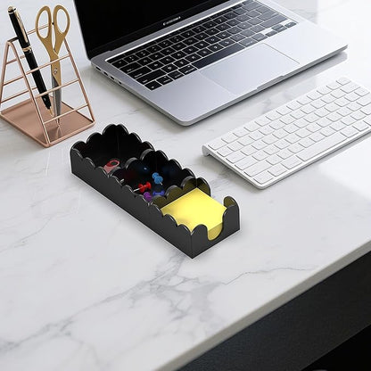 YAGELI Magnetic 3-in-1 Acrylic Sticky Note Holder Dispenser | Modern Desktop Organizer for 3x3 Post It Notes & Memo Pads with Non-Slip Base | for Productive Workspace at Office, Home or School | Black