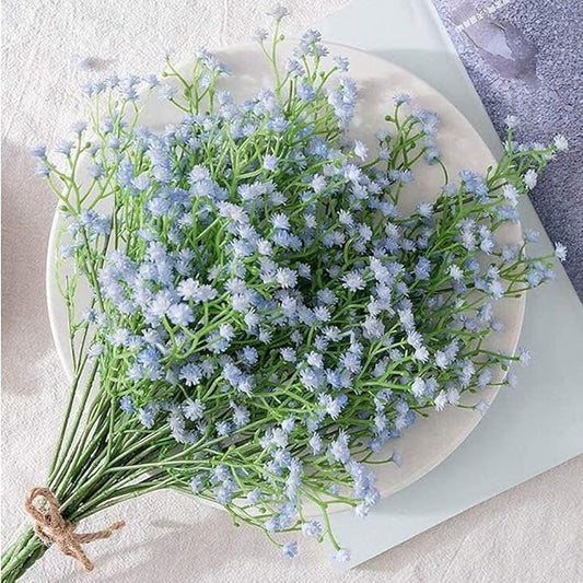 Babys Breath Artificial Flowers,12 Pcs Gypsophila Real Touch Flowers for Wedding Party Home Garden Decoration Blue