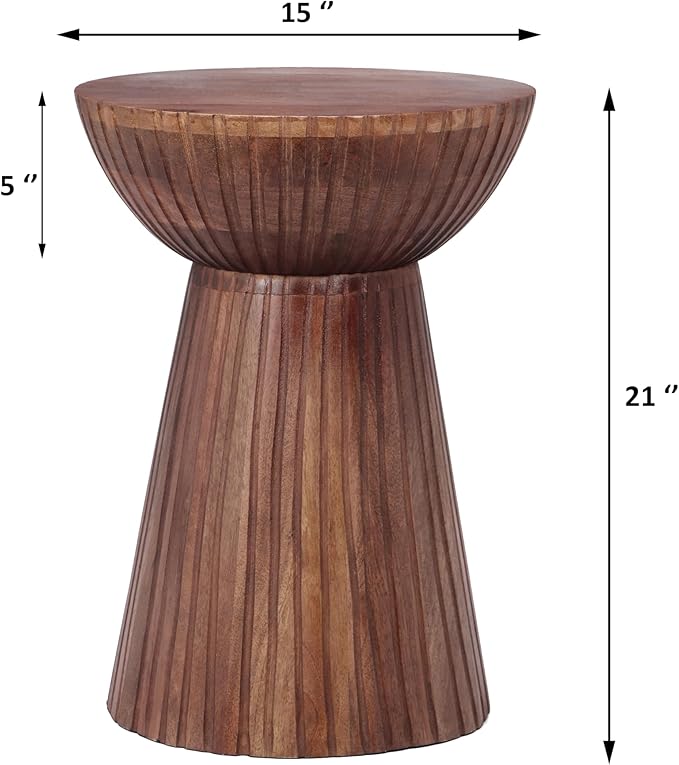 Christopher Knight Home Tassi Wooden Small End Table, Indoor Round Side Table with Drum Base, Mid Century Modern Coffee Table Round for Living Room, Modern Accent Table, Honey