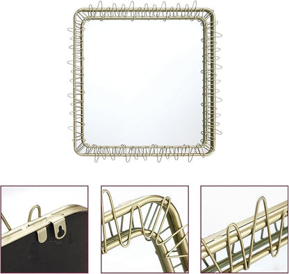 LuxenHome 30" Gold Bathroom Vanity Mirror for Wall, Square Metal Framed Wall Mirror Accent for Bedroom Dresser Entryway Living Room Modern Decorative Hanging Sculpture Home Decorations