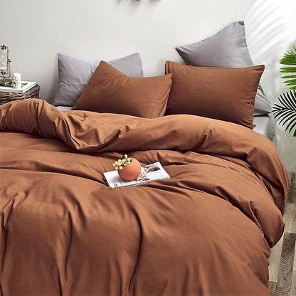 CLOTHKNOW Pumpkin Full Size Comforter Sets 3Pcs Brown Rust Bedding Comforter Sets Caramel Comforter Orange Terracotta Comforter with 2 x Pillow Cases