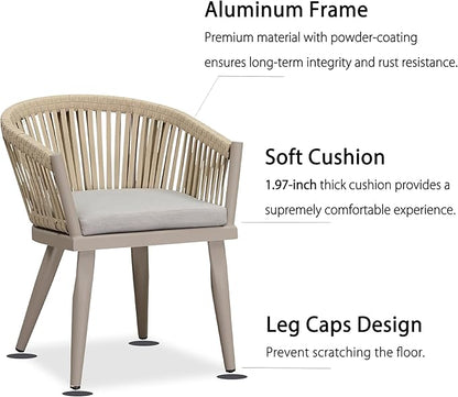 PURPLE LEAF 11 Pieces Outdoor Dining Set with Patio Aluminium Dining Table and Wicker Rattan Chairs Modern Furniture Cushions Sets for Backyard Indoor Decor Kitchen Champagne